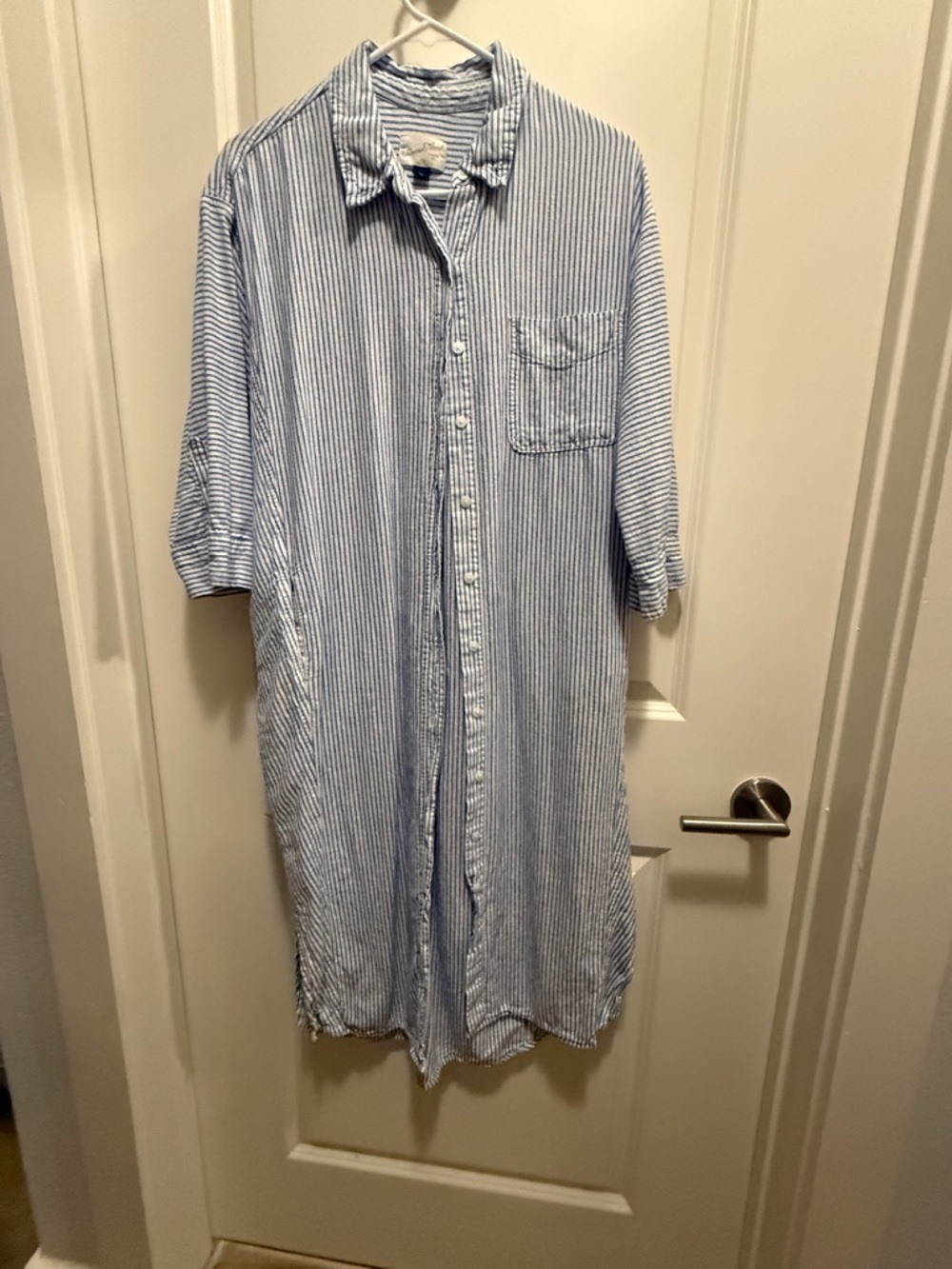 Universal Thread Blue & White Striped women’s Button-Down Shirt Dress